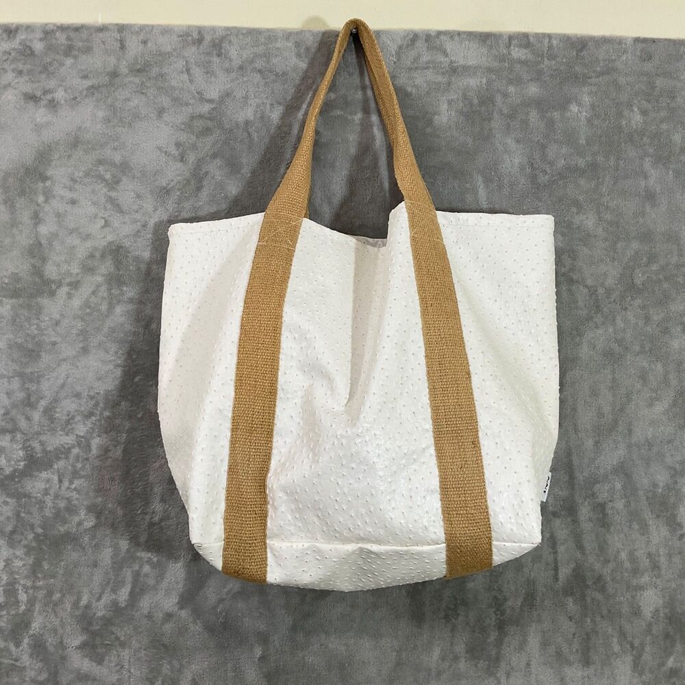 Room 422 Faux Ostrich Leather Carryall Tote weekender Pipa White made in the USA